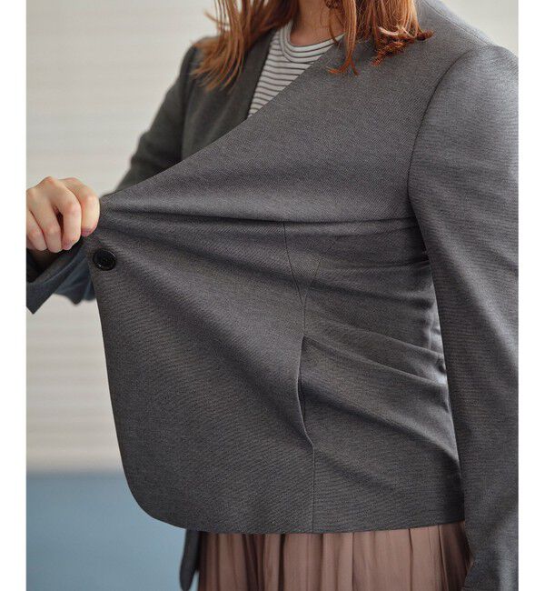 自由区「【Sサイズ有】360&deg;FREE ウォッシャブルノーカラー ジャケット」|ノーカラージャケット|