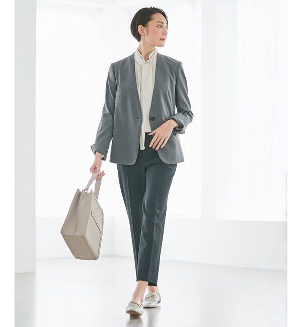 自由区「【Sサイズ有】360&deg;FREE ウォッシャブルノーカラー ジャケット」|ノーカラージャケット|