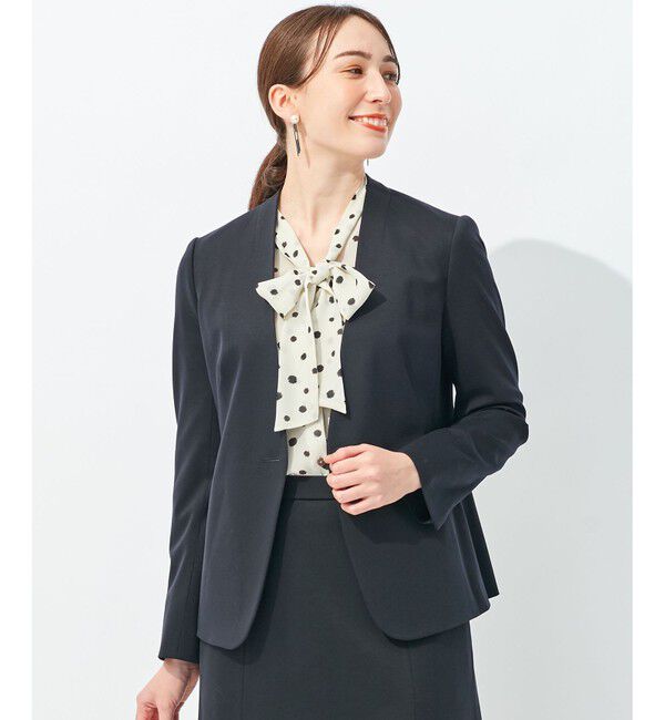 自由区「【Sサイズ有】360&deg;FREE ウォッシャブルノーカラー ジャケット」|ノーカラージャケット|ネイビー系