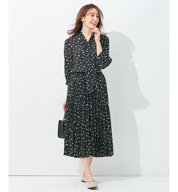 自由区「【セットアップ可】ドットプリント ボウタイブラウス」|シャツ・ブラウス|