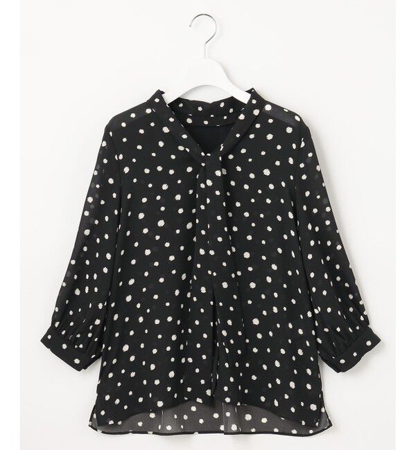 自由区「【セットアップ可】ドットプリント ボウタイブラウス」|シャツ・ブラウス|