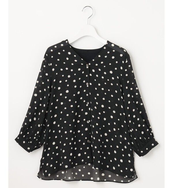 自由区「【セットアップ可】ドットプリント ボウタイブラウス」|シャツ・ブラウス|