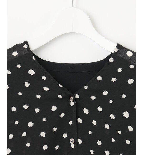 自由区「【セットアップ可】ドットプリント ボウタイブラウス」|シャツ・ブラウス|