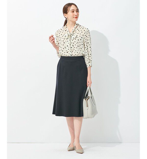 自由区「【セットアップ可】ドットプリント ボウタイブラウス」|シャツ・ブラウス|