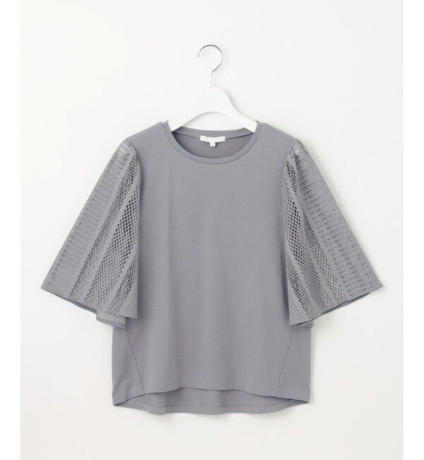 自由区「【洗える】レースエッジフレアスリーブ トップス」|Tシャツ・カットソー|
