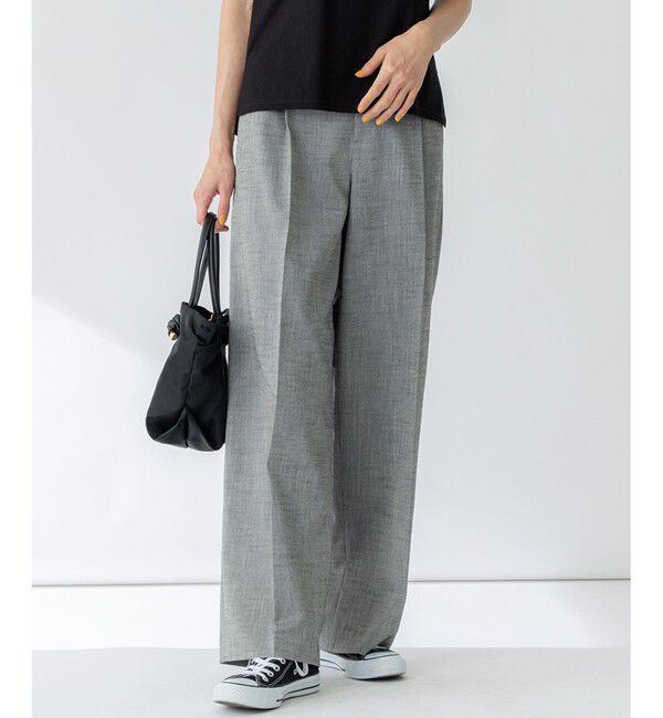 23区「【セットアップ対応/洗える】スラブツイードストレッチ ワイド パンツ」|その他|グレー系