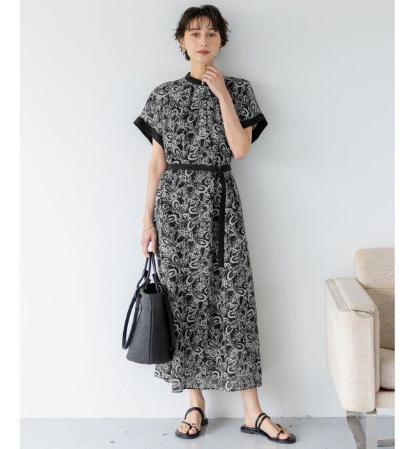 23区「【一部店舗限定/速乾性/洗える】モノトーンプリント ワンピース」|ワンピース|