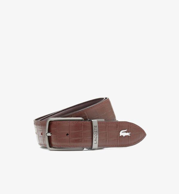 LACOSTE「スムース/クロコ型　リバーシブルベルト」|ベルト|ダークブラウン