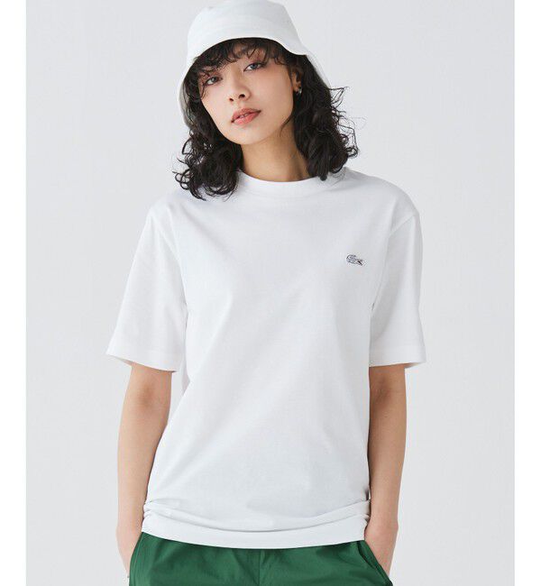 LACOSTE「アウトラインクロッククルーネック半袖Tシャツ」|Tシャツ・カットソー|ホワイト