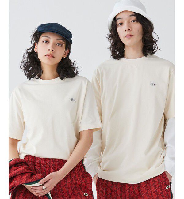 LACOSTE「アウトラインクロッククルーネック半袖Tシャツ」|Tシャツ・カットソー|オフホワイト