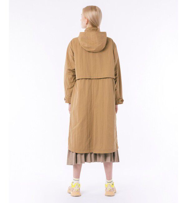 LACOSTE「フード脱着可 撥水ナイロン スタンドカラー ミリタリーコート / ロングコート」|ステンカラーコート|