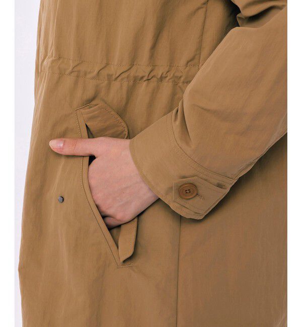 LACOSTE「フード脱着可 撥水ナイロン スタンドカラー ミリタリーコート / ロングコート」|ステンカラーコート|