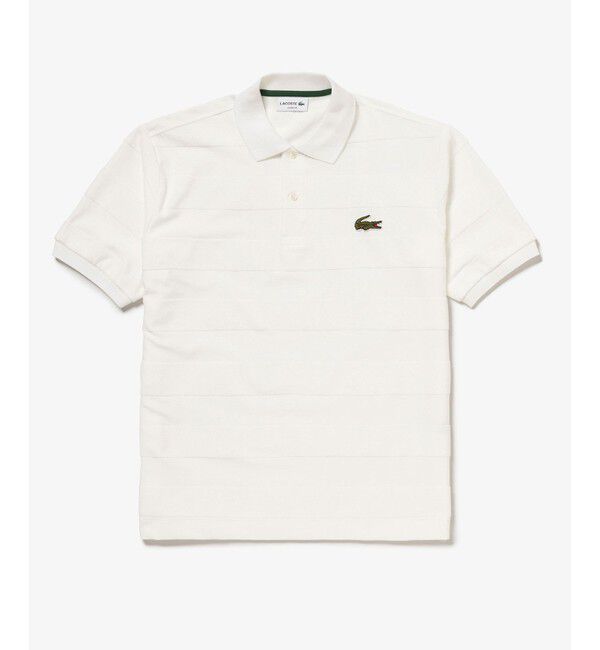 LACOSTE「パイル地切り替え同色ボーダーポロシャツ」|ポロシャツ|