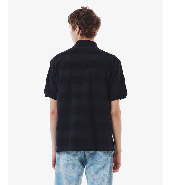 LACOSTE「パイル地切り替え同色ボーダーポロシャツ」|ポロシャツ|