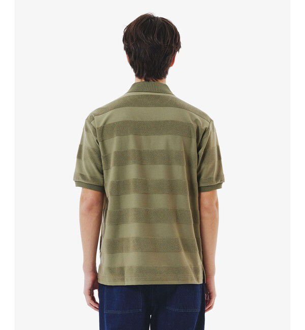 LACOSTE「パイル地切り替え同色ボーダーポロシャツ」|ポロシャツ|