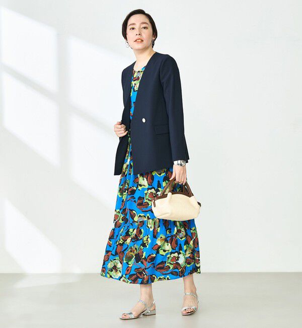 NOLLEY'S「《セットアップ対応》ウォッシャブルドライトロピカルノーカラーダブルジャケット」|ノーカラージャケット|