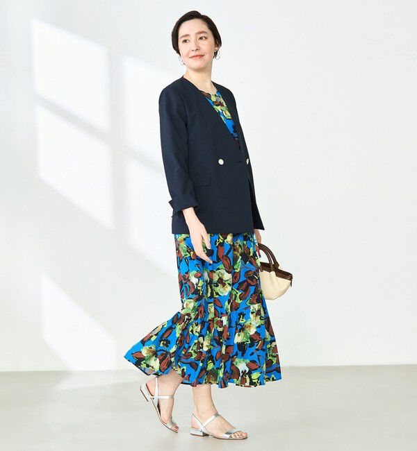 NOLLEY'S「《セットアップ対応》ウォッシャブルドライトロピカルノーカラーダブルジャケット」|ノーカラージャケット|