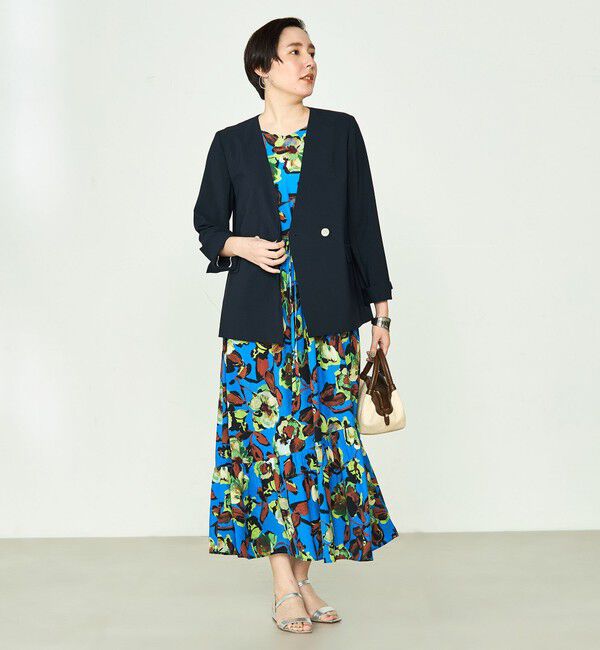 NOLLEY'S「《セットアップ対応》ウォッシャブルドライトロピカルノーカラーダブルジャケット」|ノーカラージャケット|