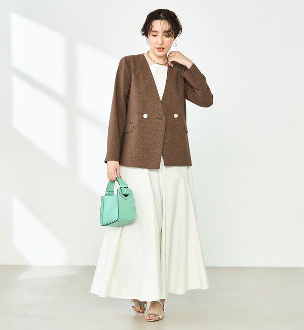 NOLLEY'S「《セットアップ対応》ウォッシャブルドライトロピカルノーカラーダブルジャケット」|ノーカラージャケット|