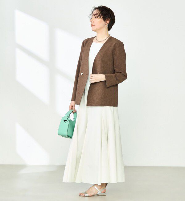 NOLLEY'S「《セットアップ対応》ウォッシャブルドライトロピカルノーカラーダブルジャケット」|ノーカラージャケット|