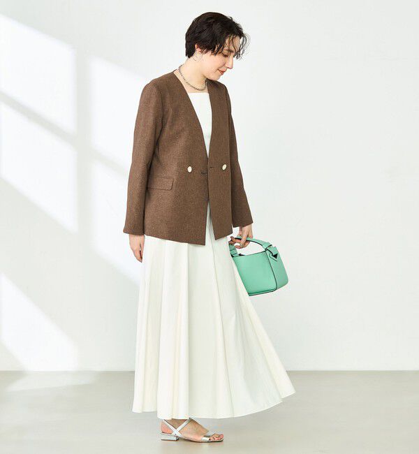 NOLLEY'S「《セットアップ対応》ウォッシャブルドライトロピカルノーカラーダブルジャケット」|ノーカラージャケット|