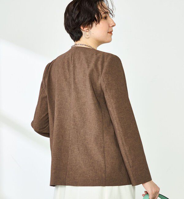 NOLLEY'S「《セットアップ対応》ウォッシャブルドライトロピカルノーカラーダブルジャケット」|ノーカラージャケット|