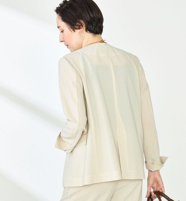 NOLLEY'S「《セットアップ対応》ウォッシャブルドライトロピカルノーカラーダブルジャケット」|ノーカラージャケット|
