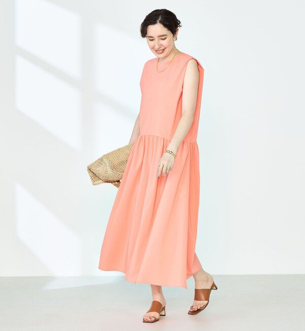 NOLLEY'S「撥水ストレッチタフタギャザーワンピース」|ワンピース|
