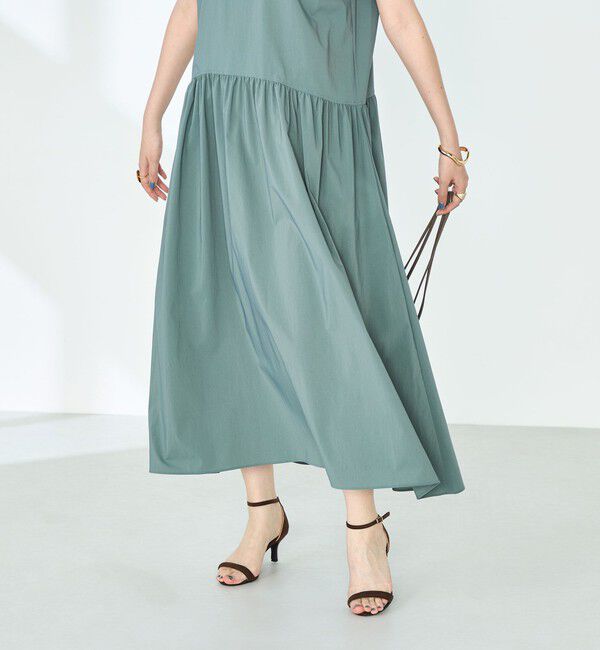 NOLLEY'S「撥水ストレッチタフタギャザーワンピース」|ワンピース|