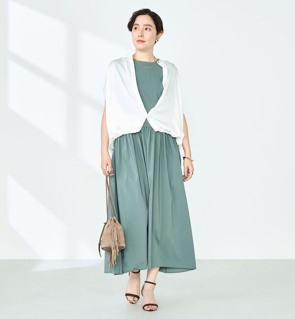 NOLLEY'S「撥水ストレッチタフタギャザーワンピース」|ワンピース|