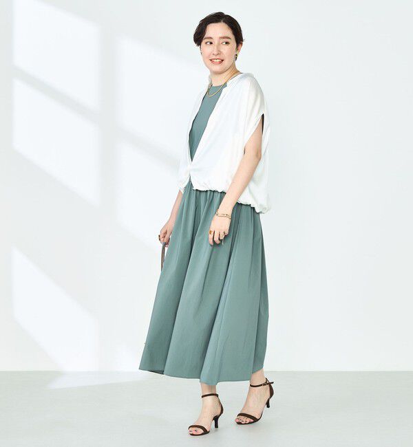 NOLLEY'S「撥水ストレッチタフタギャザーワンピース」|ワンピース|