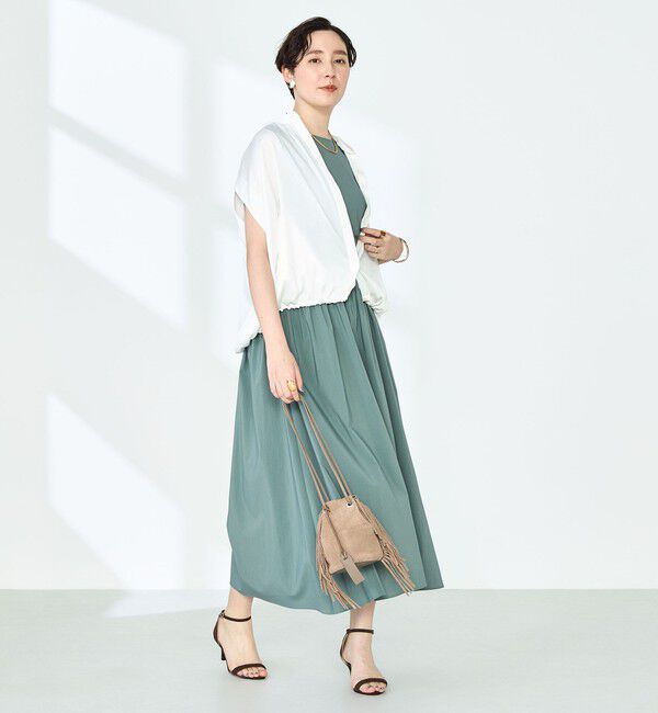 NOLLEY'S「撥水ストレッチタフタギャザーワンピース」|ワンピース|