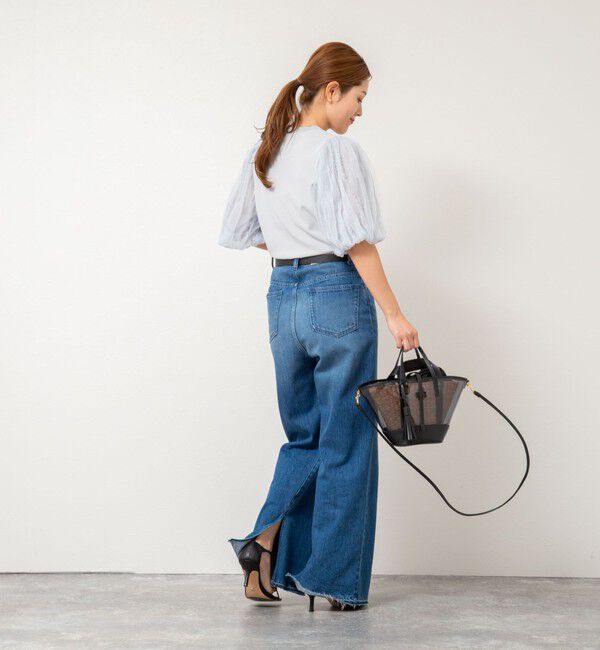 NOLLEY'S sophi「《手洗い可能》袖チュールプルオーバーニット」|ニット・セーター|