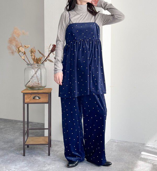 fredy emue「《セットアップ対応》ベロアドット刺繍キャミブラウス」|キャミソール|