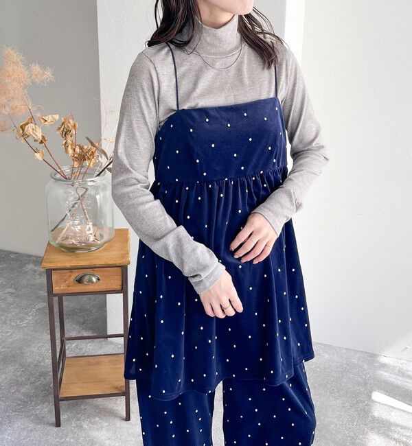 fredy emue「《セットアップ対応》ベロアドット刺繍キャミブラウス」|キャミソール|