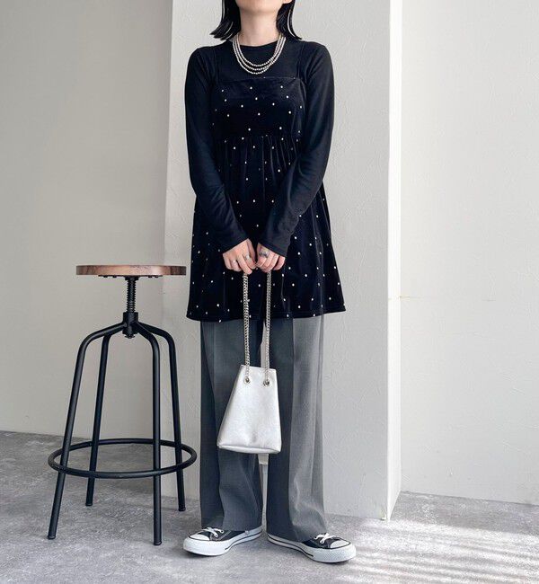 fredy emue「《セットアップ対応》ベロアドット刺繍キャミブラウス」|キャミソール|