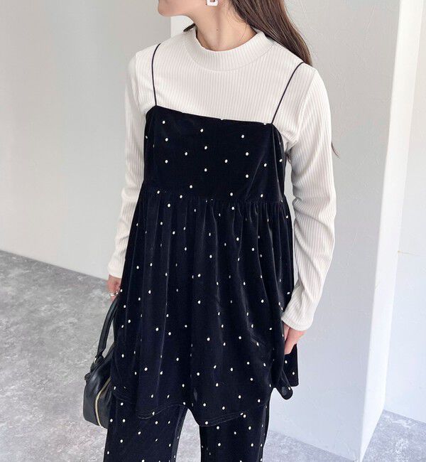 fredy emue「《セットアップ対応》ベロアドット刺繍キャミブラウス」|キャミソール|