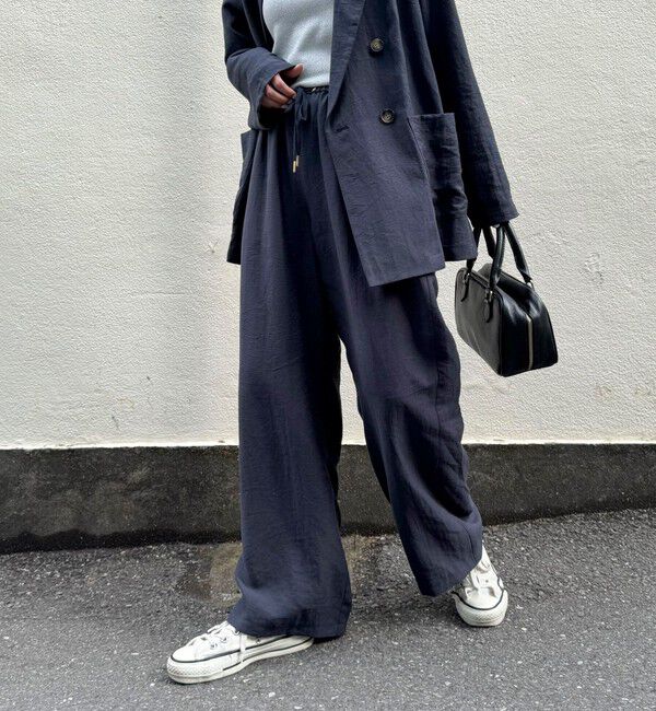 fredy emue「《セットアップ対応》リネン混スラブツイルイージーパンツ」|チノ|ネイビー
