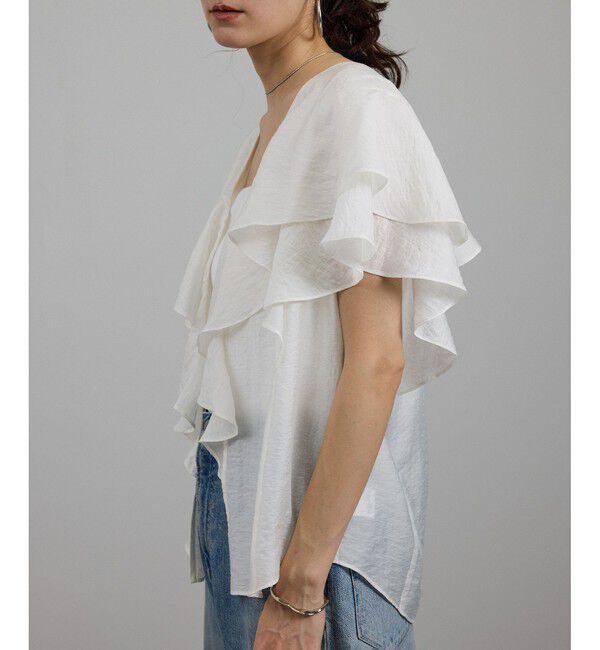 SALON adam et rope'「シルクブレンドラッフルカラーブラウス」|シャツ・ブラウス|