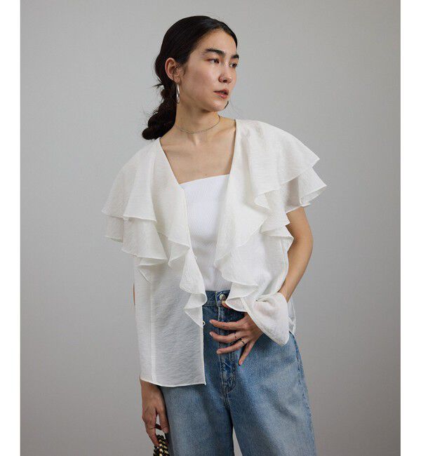 SALON adam et rope'「シルクブレンドラッフルカラーブラウス」|シャツ・ブラウス|オフホワイト(15)