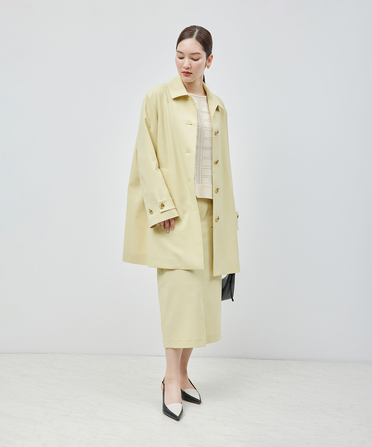 ROPE「ミドル丈ステンカラーコート《軽量・しわになりにくい・ストレッチ素材》」|ステンカラーコート|