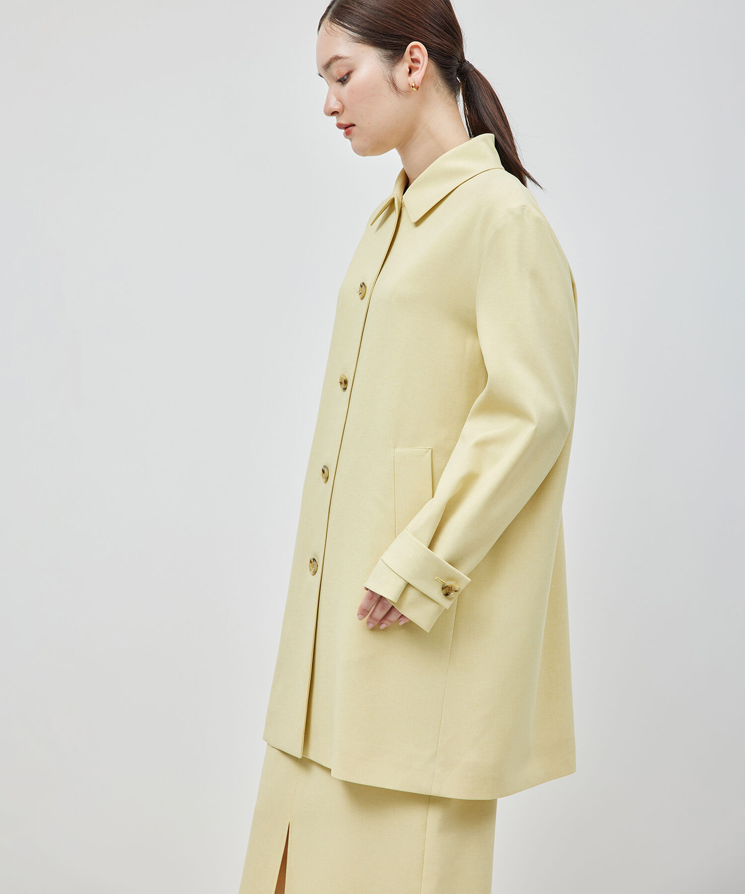 ROPE「ミドル丈ステンカラーコート《軽量・しわになりにくい・ストレッチ素材》」|ステンカラーコート|