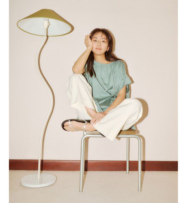 ROPE「【洗える】クリア天竺ギャザー半袖プルオーバー/お仕事服」|Tシャツ・カットソー|