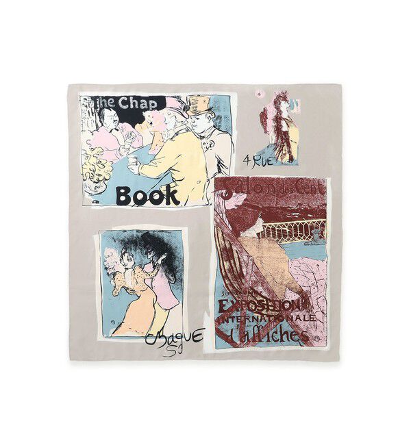 ROPE「ロートレックシルクスカーフ/Lサイズ」|バンダナ・スカーフ|ライトグレー(08)