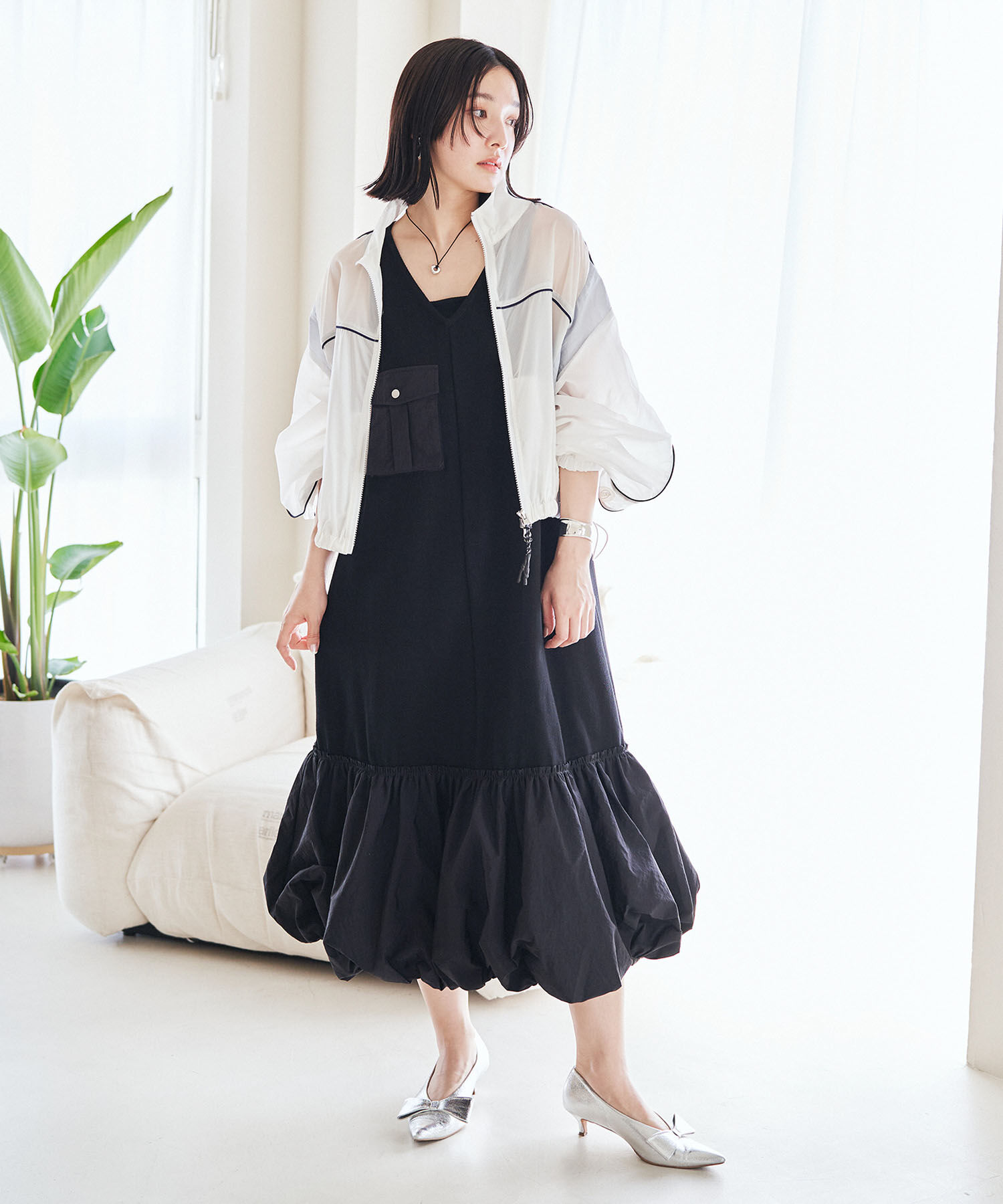 VIS「ドッキングバルーンワンピース【洗える】」|ワンピース|