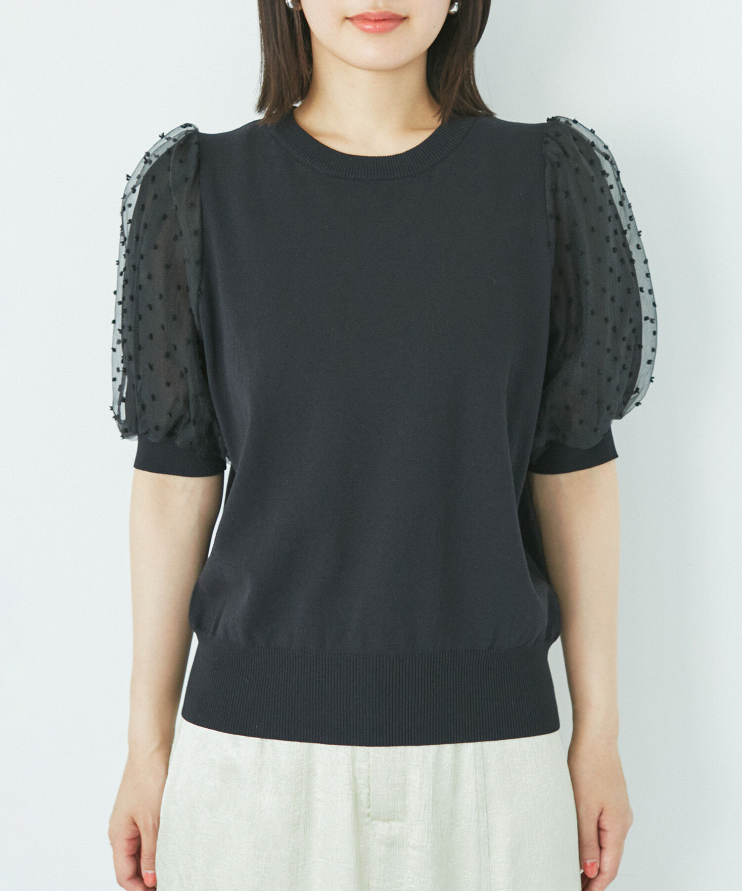 VIS「【夏トップス総選挙/お気に入り登録No.1】袖シアードッキングニット」|ニット・セーター|