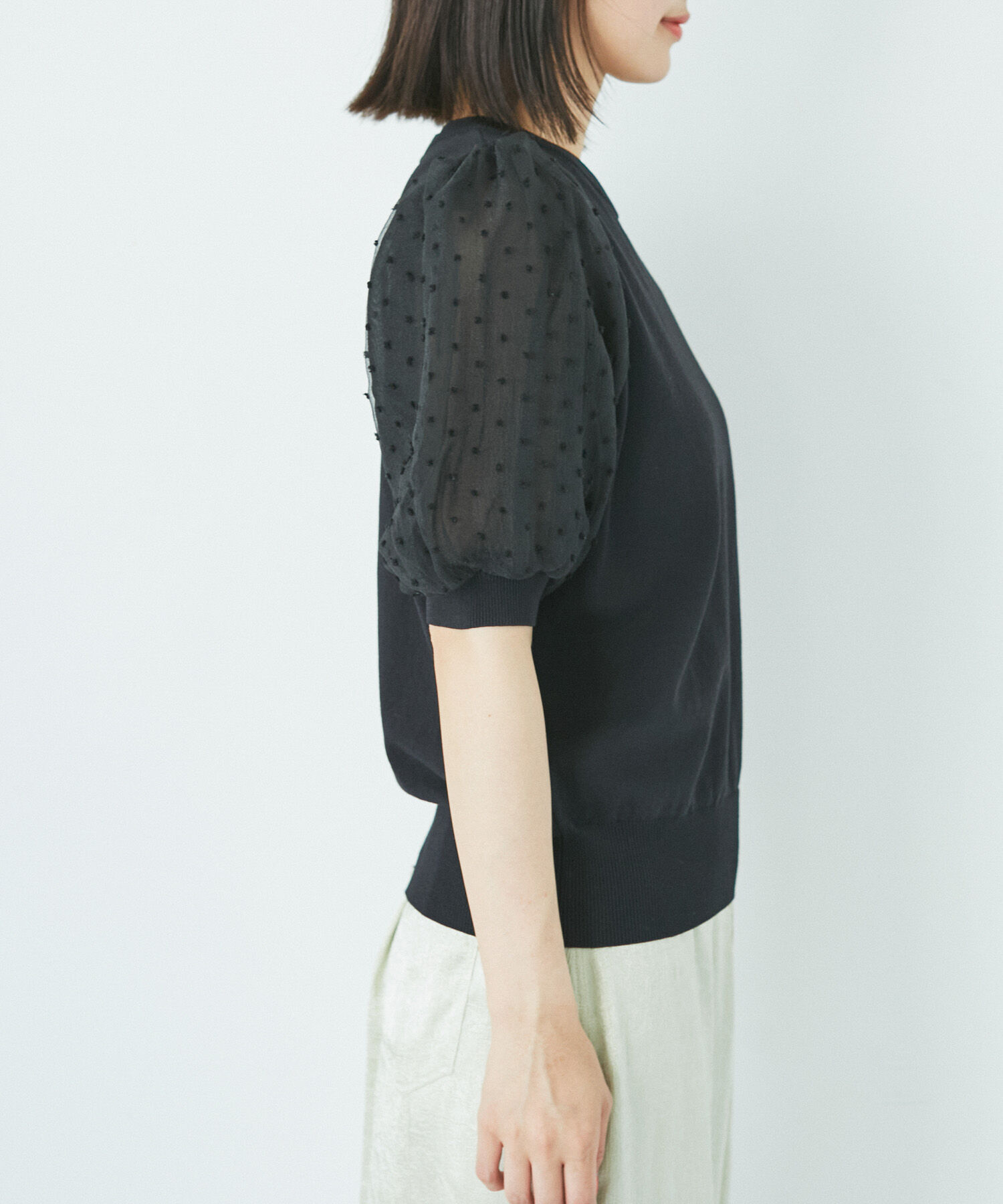 VIS「【夏トップス総選挙/お気に入り登録No.1】袖シアードッキングニット」|ニット・セーター|