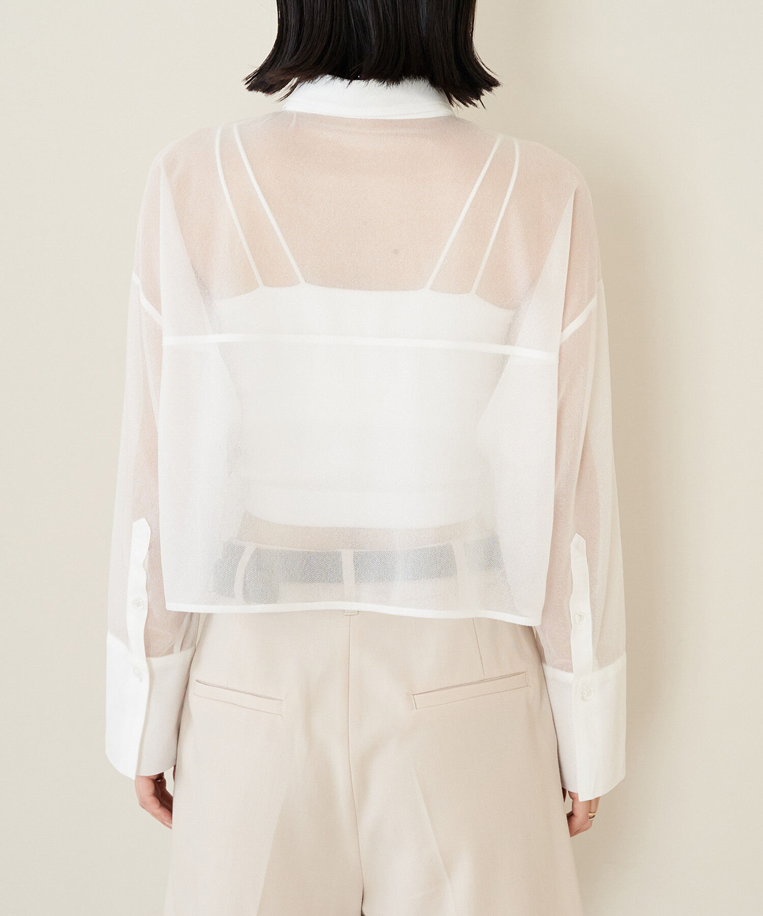 VIS「【洗える】ラメシアークロップド丈シャツ」|シャツ・ブラウス|