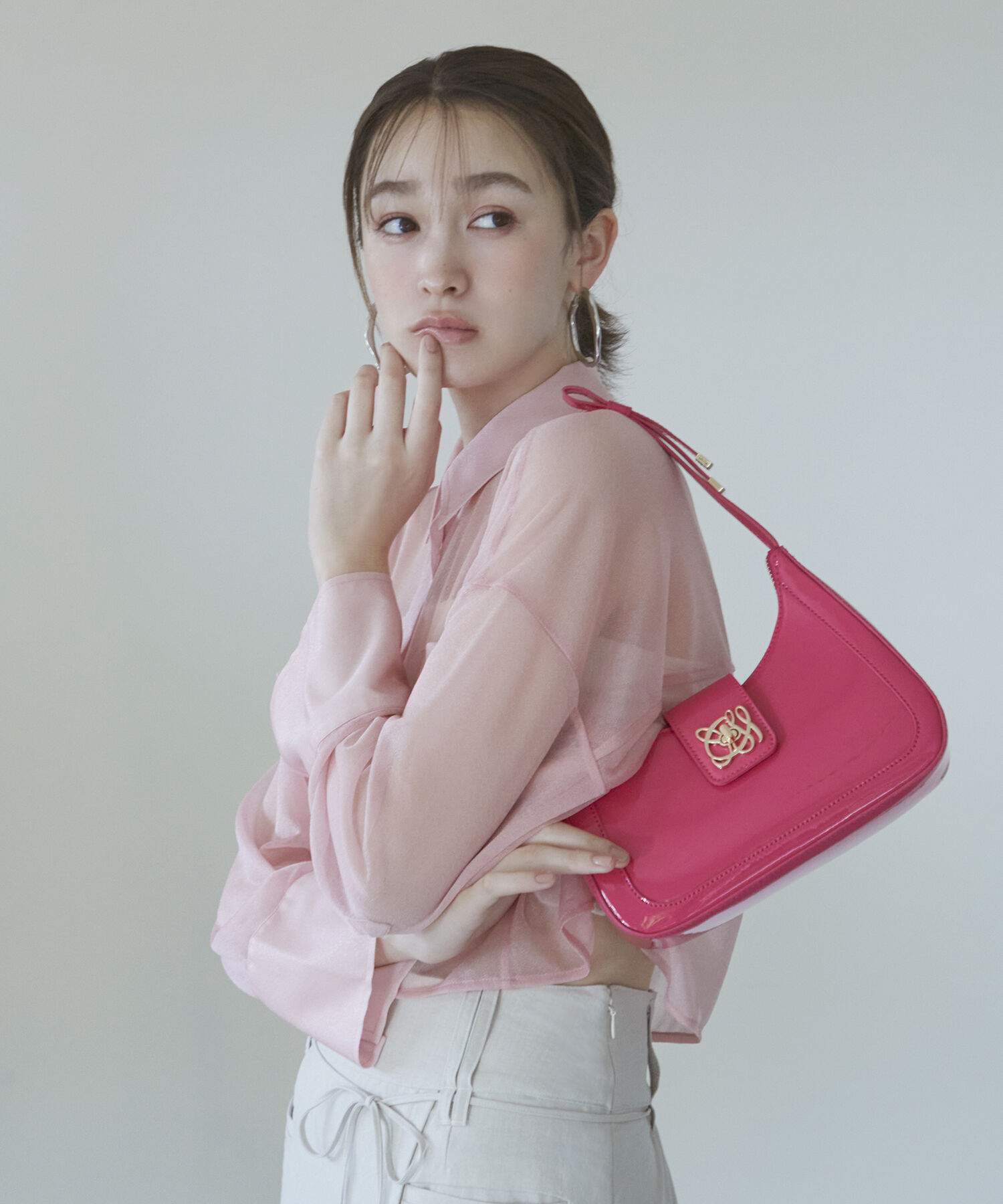 VIS「【洗える】ラメシアークロップド丈シャツ」|シャツ・ブラウス|