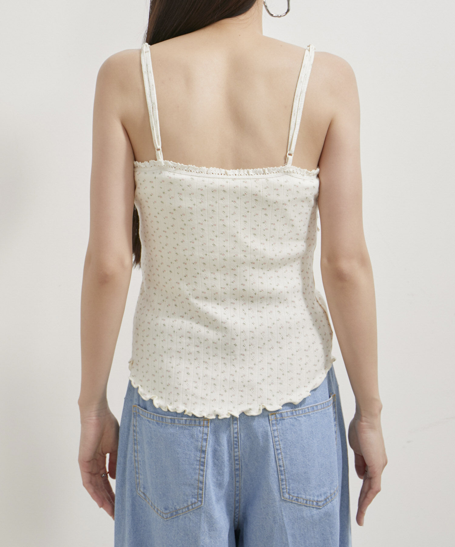 VIS「【洗える】パターンメッシュフリルキャミソール」|キャミソール|